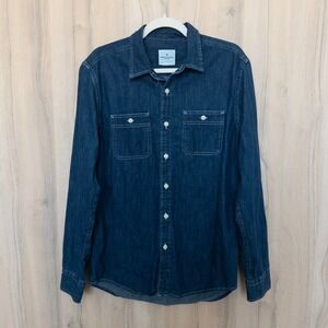 American Eagle Mens Denim Shirt Size M Blue Long Sleeve Button Down Western Work